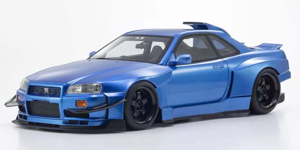 京商 1/18 日産 地上地平 GT-R (R34) Khyzyl Saleem (青碧)【KSR18068BL】 ミニカー
