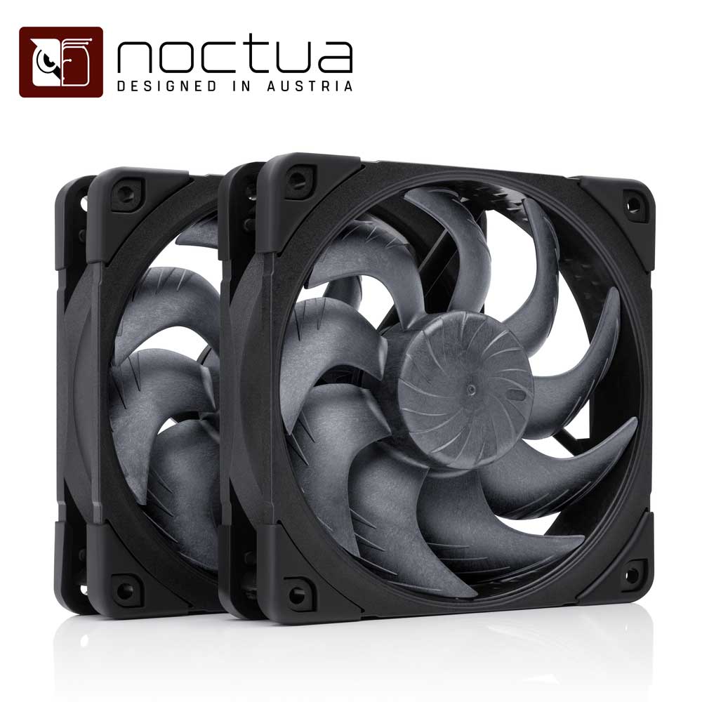 Noctua｜ノクチュア 次世代 chromax.black 120粍 PWM 容れもの気違い 2台書き割りひな形（黒いこと）  NFA12X25G2PWMSX2PPCB