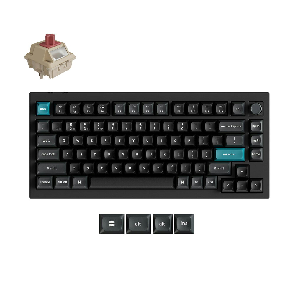 Keychron｜キークロン Q1 Ultra 8K ワイヤレスカスタムメカニカルキーボード 英語申し合わせ Keychron Silk POM取り替えっこ 赤軸（黒いこと）  Q1U-M1-US
