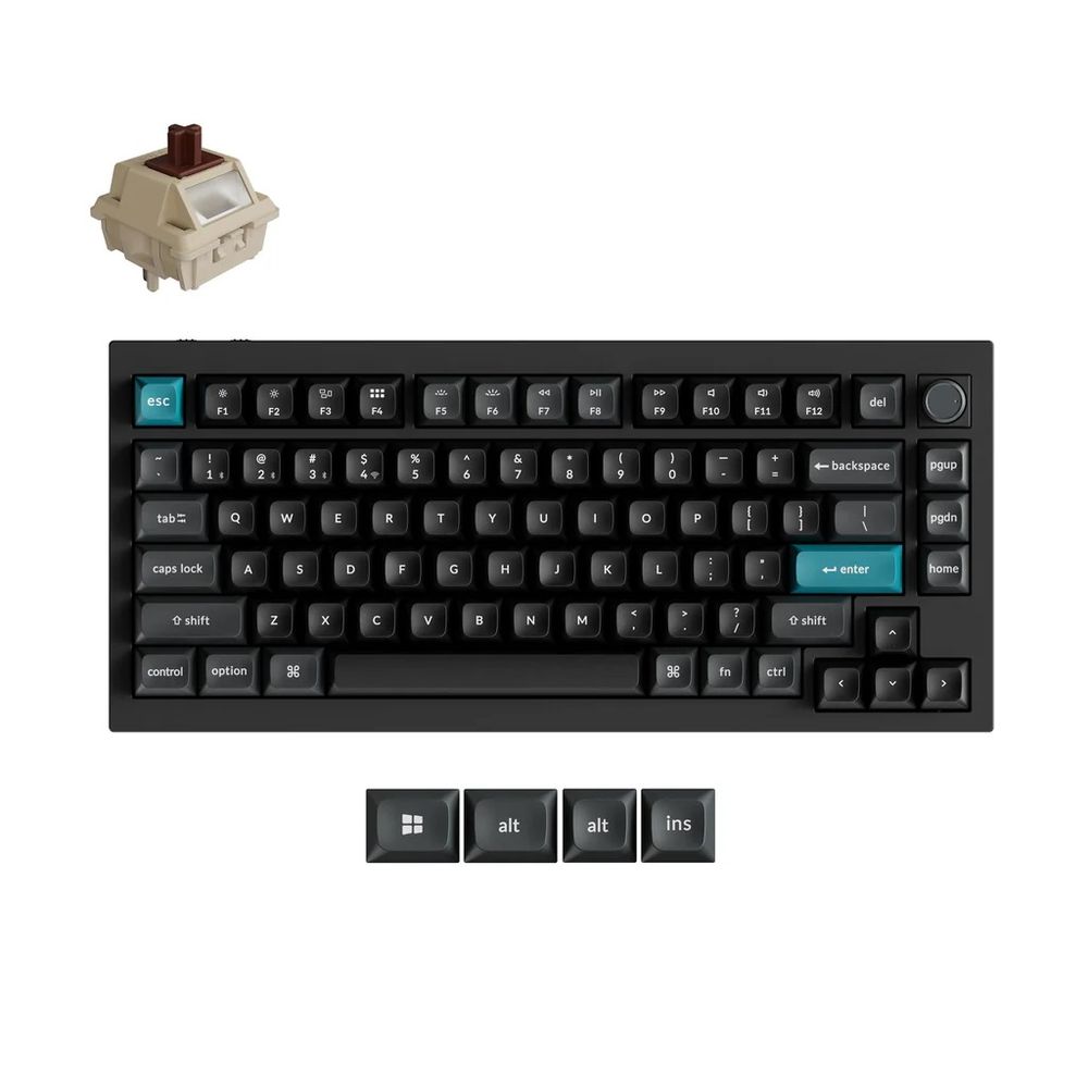Keychron｜キークロン Q1 Ultra 8K ワイヤレスカスタムメカニカルキーボード 英語申し合わせ Keychron Silk POM取り替えっこ 茶軸（黒いこと）  Q1U-M3-US