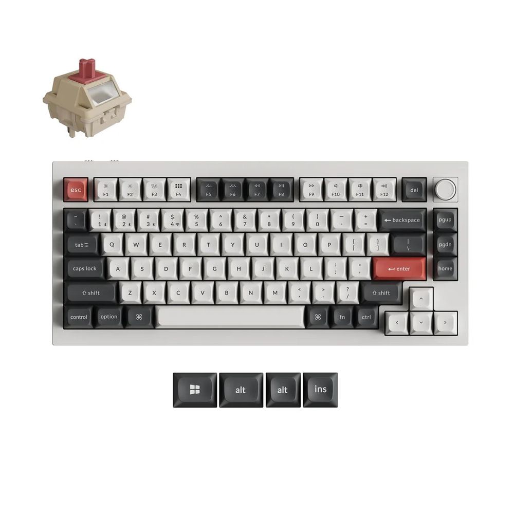 Keychron｜キークロン Q1 Ultra 8K ワイヤレスカスタムメカニカルキーボード 英語申し合わせ Keychron Silk POM取り替えっこ 赤軸（白いこと）  Q1U-P1-US