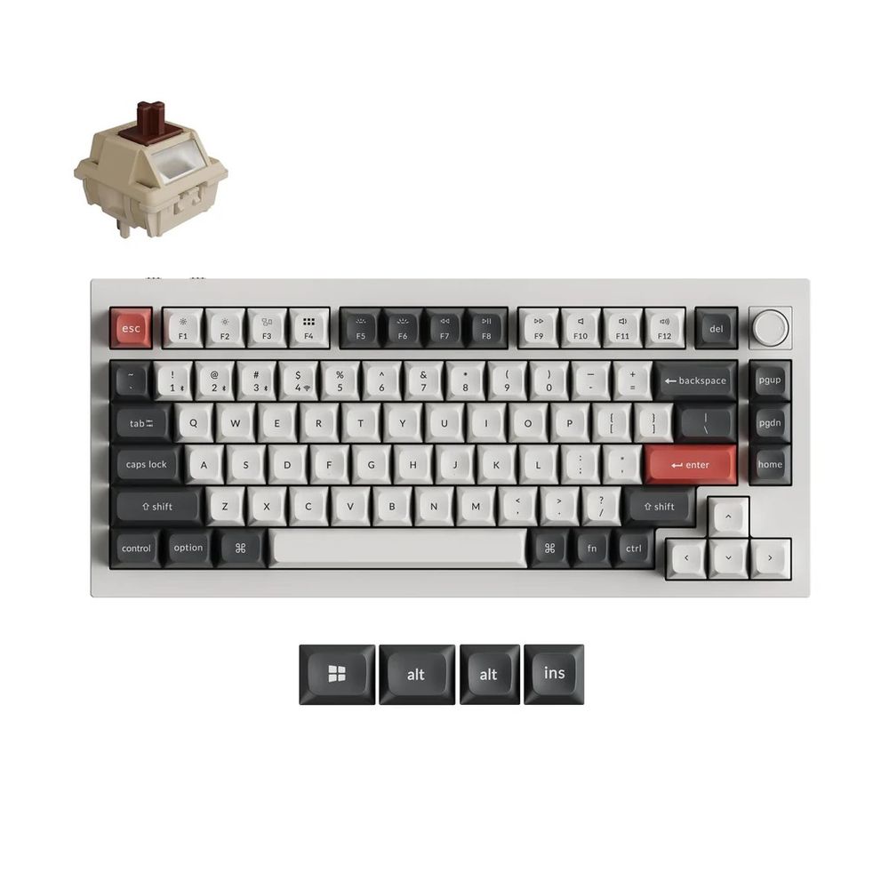 Keychron｜キークロン Q1 Ultra 8K ワイヤレスカスタムメカニカルキーボード 英語申し合わせ Keychron Silk POM取り替えっこ 茶軸（白いこと）  Q1U-P3-US