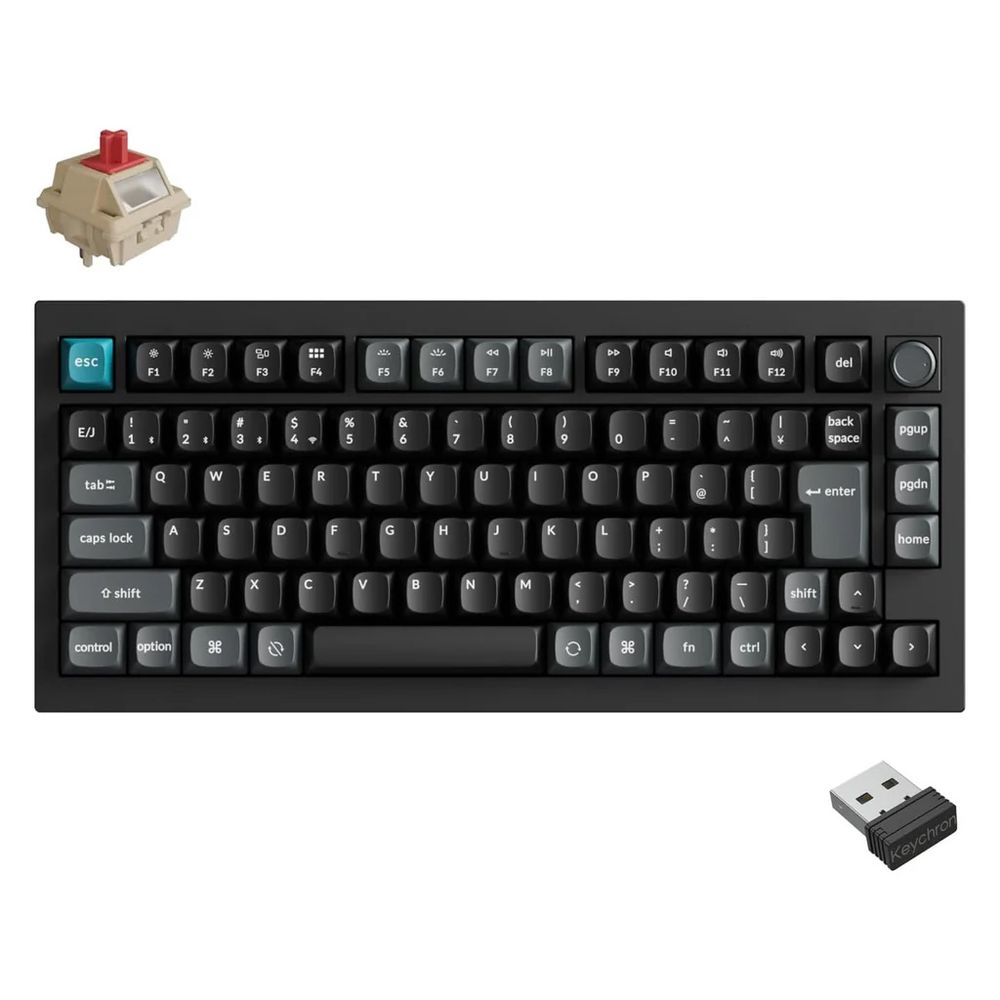 Keychron｜キークロン Q1 Ultra 8K ワイヤレスカスタムメカニカルキーボード 日本語申し合わせ・かな印字なし Keychron Silk POM取り替えっこ 赤軸（黒いこと）  Q1U-M1V-JIS