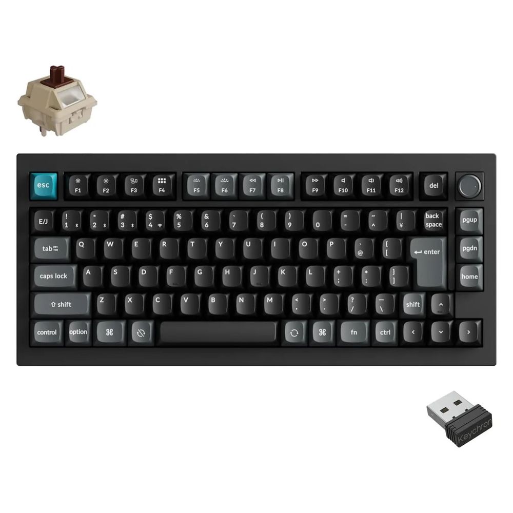 Keychron｜キークロン Q1 Ultra 8K ワイヤレスカスタムメカニカルキーボード 日本語申し合わせ・かな印字なし Keychron Silk POM取り替えっこ 茶軸（黒いこと）  Q1U-M3V-JIS