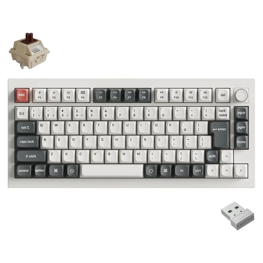 Keychron｜キークロン Q1 Ultra 8K ワイヤレスカスタムメカニカルキーボード 日本語申し合わせ・かな印字なし Keychron Silk POM取り替えっこ 茶軸（白いこと）  Q1U-P3V-JIS
