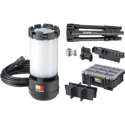 TJMデザイン LED投光器 ワークライトKJR 10000lm(AC電源) 全方位照射 セフ三脚・フタ付き仕切りトレイ・ボックス接続パーツセット KJRZ10A-ACTFB [KJRZ10AACTFB]｜Joshin web 家電とPCの大型専門店