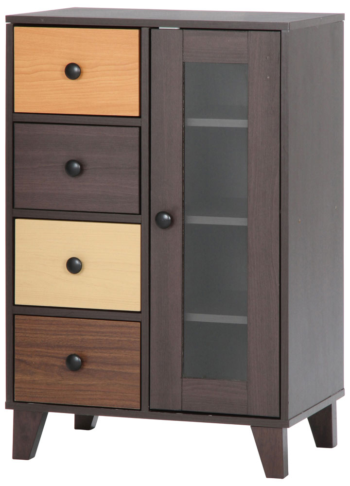 不二取り引き 木材グラデーション 押し込み 抽き出し4杯 96300  [96300フジボウエキ]