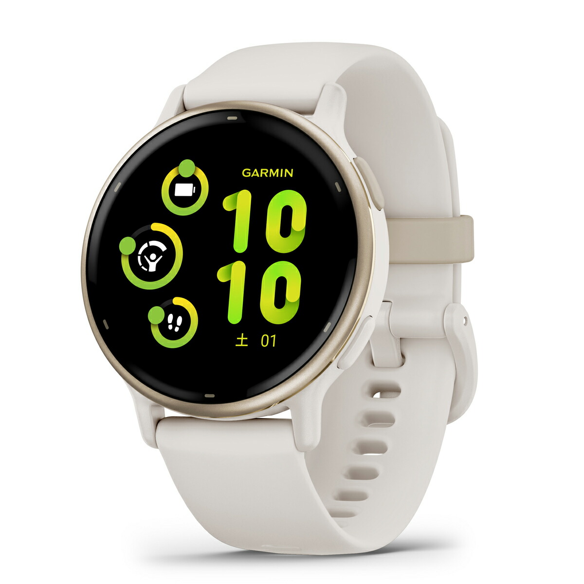 ガーミン vivoactive 5 Ivory / Cream Gold　【Suica対応】スマートウォッチ 010-02862-41 [0100286241]【返品種別A】｜Joshin web 家電とPCの大型専門店