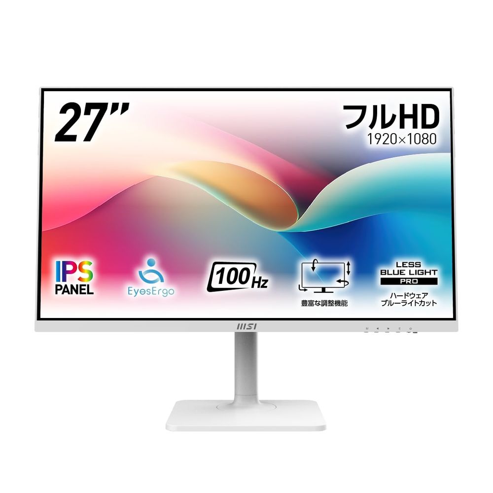 MSI｜エムエスアイ 液晶見せびらかす(27型/IPS/FullHD 1920×1080/100サイクル/1ms)(白いこと) Business ＆ Productivity Monitor MODERN-MD2712PW