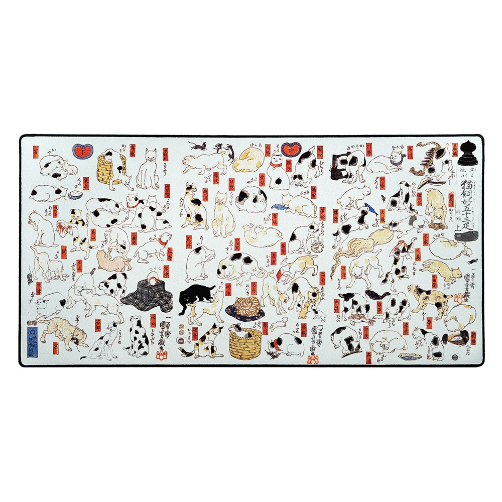 The mousepad company(ザ マウスパッドカンパニー) マウスパッド Cats by Kuniyoshi(約914×457×3mm) The mousepad company Mousepad Artist Series Cats by Kuniyoshi MPCATSWHITEL画像