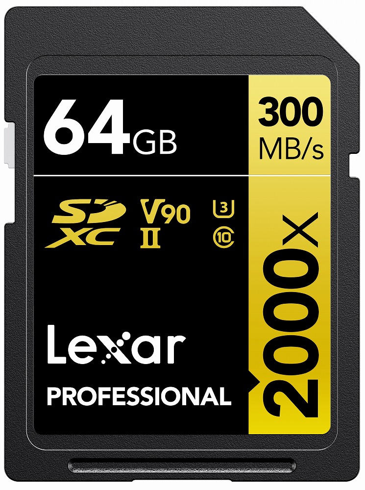 Lexar｜レキサー SDXC歌留多 64GB 2000x UHS-II U3 V90 LSD2000064G-BNNNJ