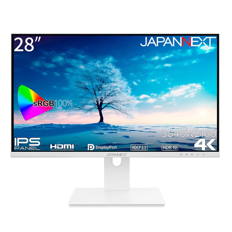 JAPANNEXT｜ジャパンネクスト 液晶見せびらかす(28型/IPS/4K UHD 3840×2160/60サイクル/2ms/HDR10/HDMI2.0/DP1.2/VESA)(白いこと)  JN-IPS28UHDR-W