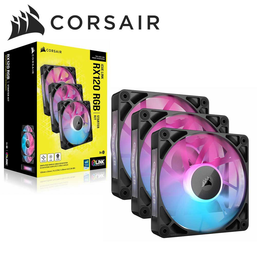 CORSAIR｜コルセア PWM気違い iCUE LINK RX120 RGB Triple Fan Kit（黒いこと）  CO-9051018-WW