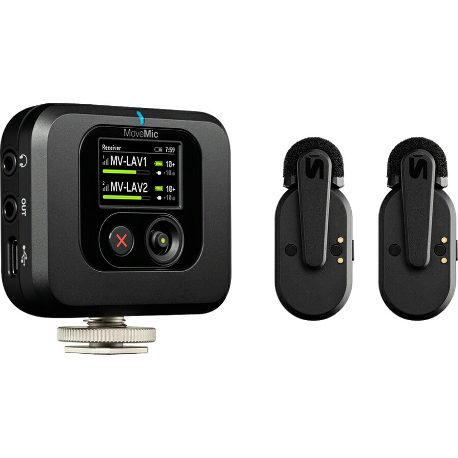 シュア クリップオン・ワイヤレスマイクロホン(2本)＋専用受信機キット MV-TWO-KIT-J-Z6 SHURE MoveMic Two Kit