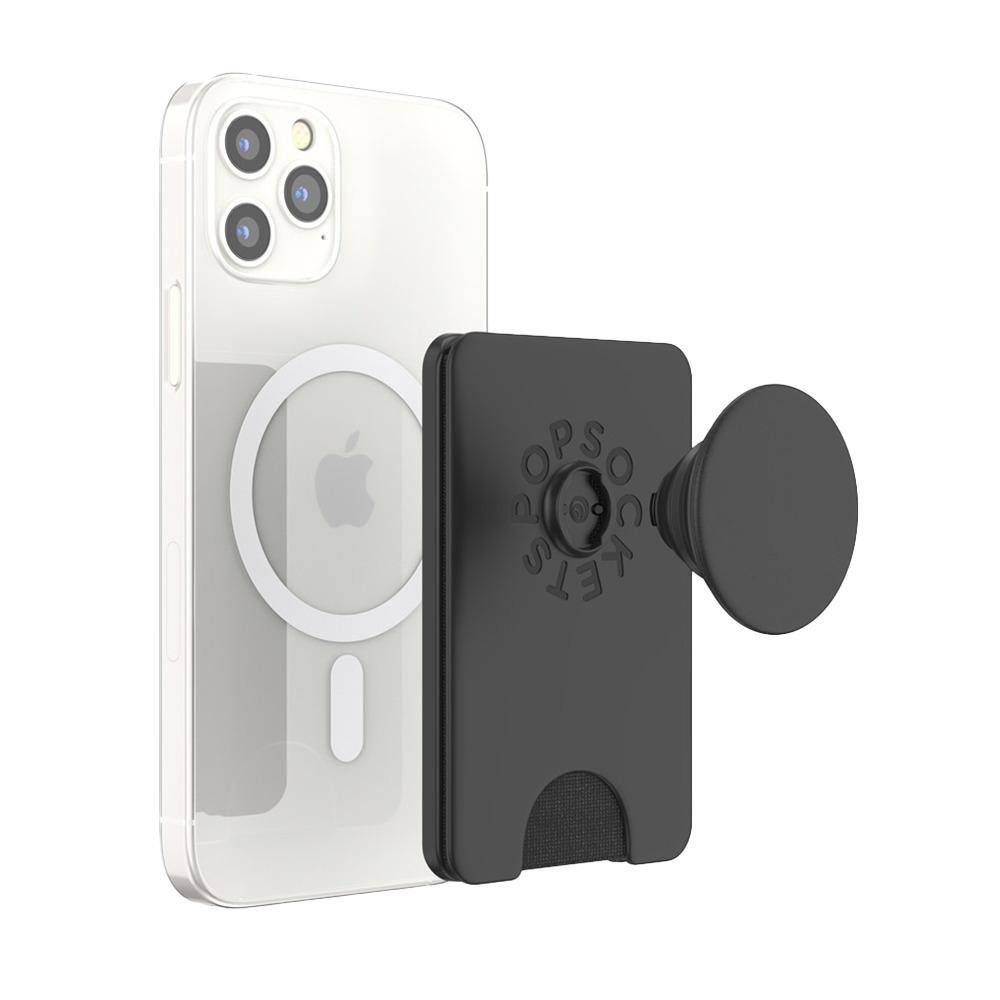 PopSockets スマホグリップ ポップウォレット+ MagSafe対応 アダプターリング付属（ブラック） PopWallet+ MagSafe Black 806922
