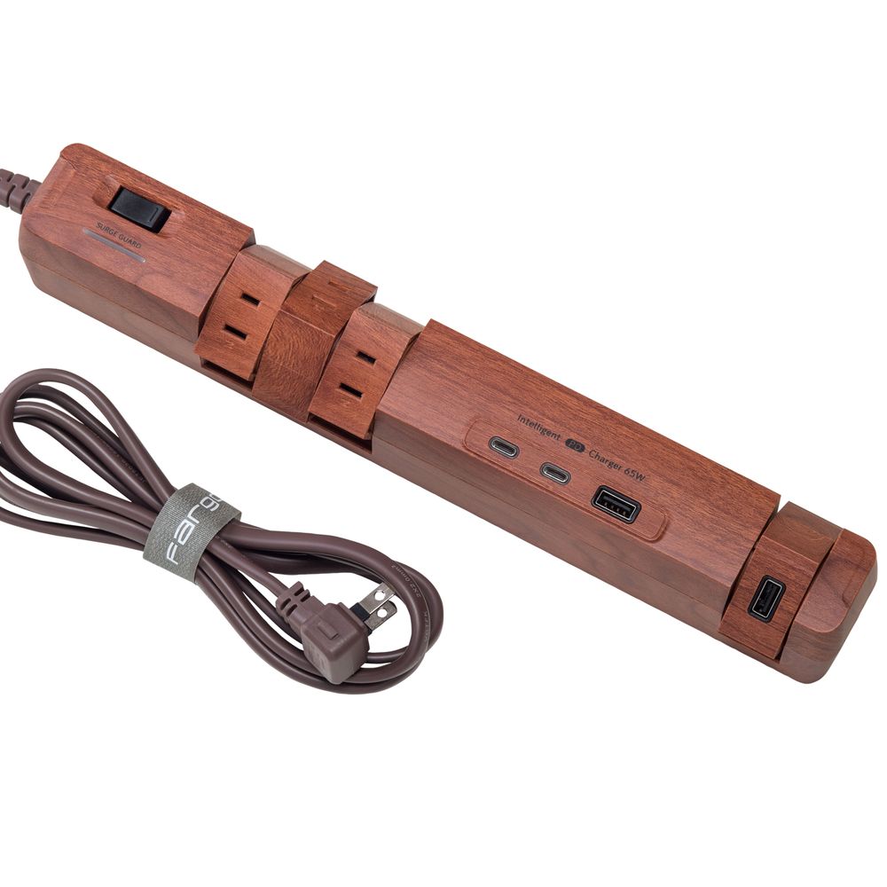 Fargo（ファーゴ） PD65W AC6個口 USB-C×2ポート・USB-A×2ポート 電源タップ TAPKING 1.8m（ダークウッド） T5DW [T5DW]