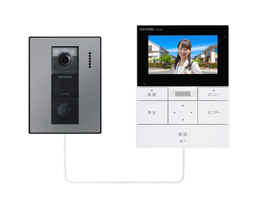 アイリスオーヤマ テレビドアホン（管する付き添い人親機TD-M50＋写真機付き添い人玄関番機TD-B30C） TD-SM5030CT-BSH IRIS OHYAMA [TDSM5030CTBSH]