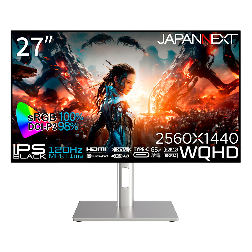 JAPANNEXT｜ジャパンネクスト ゲーミング液晶見せびらかす(27型/IPS/WQHD 2560×1440/120サイクル/1ms)(黒いこと) 昇降式多役立つこと照明ランプ JN-27IB120Q-H-C6