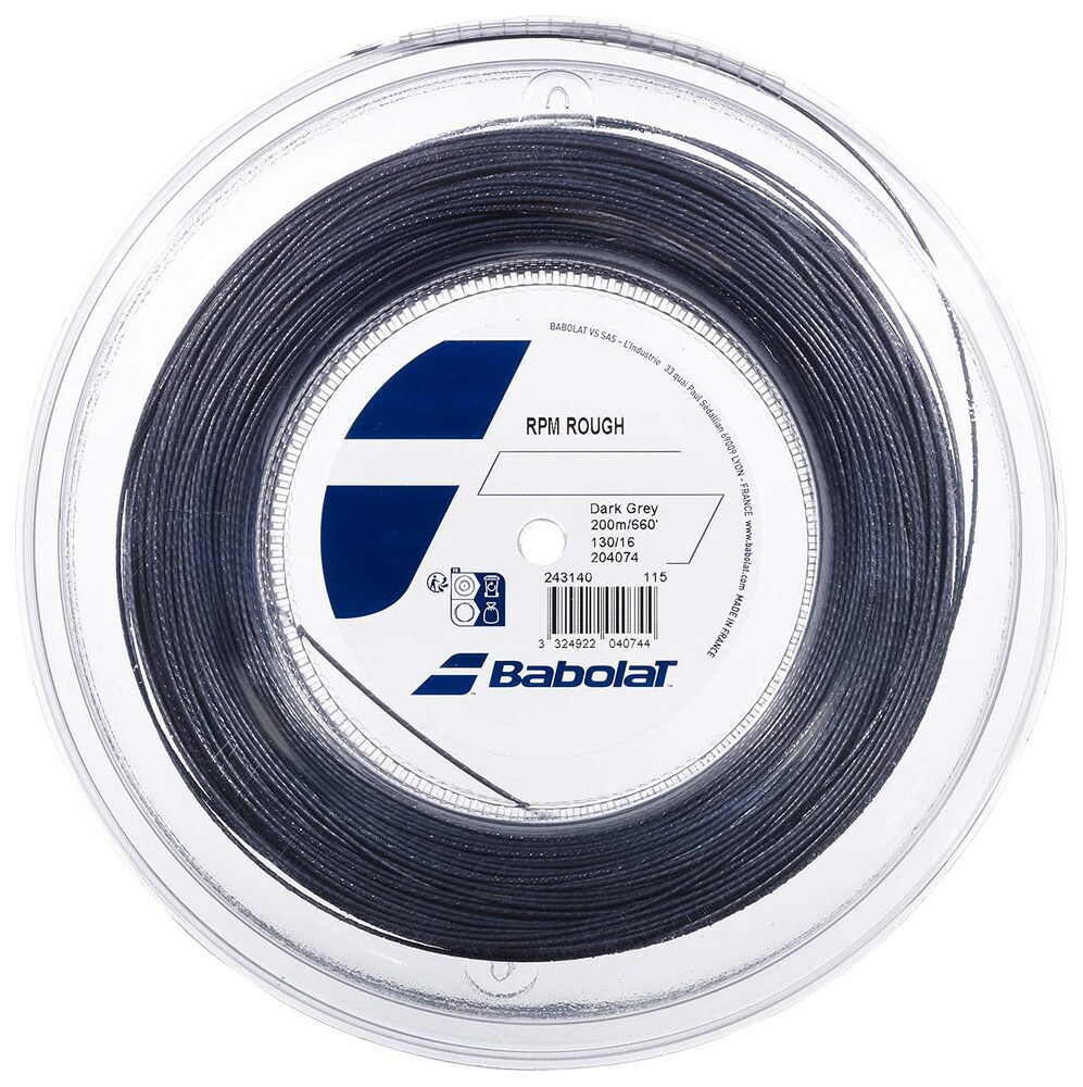 BabolaT(バボラ) 硬式庭球 より糸 RPM 気が大きい 200M（うす暗い薄墨色・大きさ：1.25粍） 243140-115-125 RPM ROUGH 200M