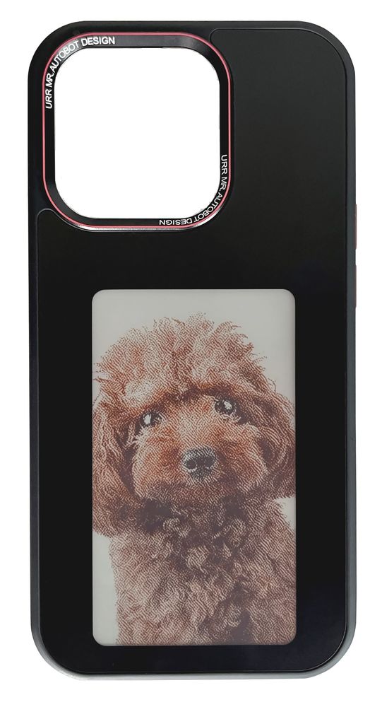 URR iPhone 15用 バッテリー不要 サイネージ機能搭載 3.7インチカラーE-Inkスクリーン内蔵 耐衝撃マットケース（ブラック） URR-SC15_BL