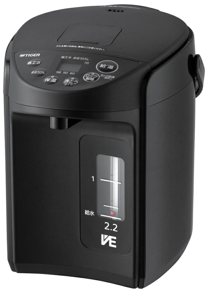 タイガー VE電気まほうびん　2.2L　クールブラック PIQ-G220KC TIGER　とく子さん [PIQG220KC]｜Joshin web 家電とPCの大型専門店