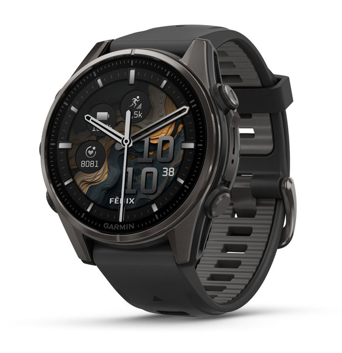 ガーミン fenix 8 Sapphire AMOLED 43粍 Ti Carbon Gray DLC / Black 【Suica相応う】スマートウォッチ  010-02903-27 [0100290327]【返品カテゴリー化A】