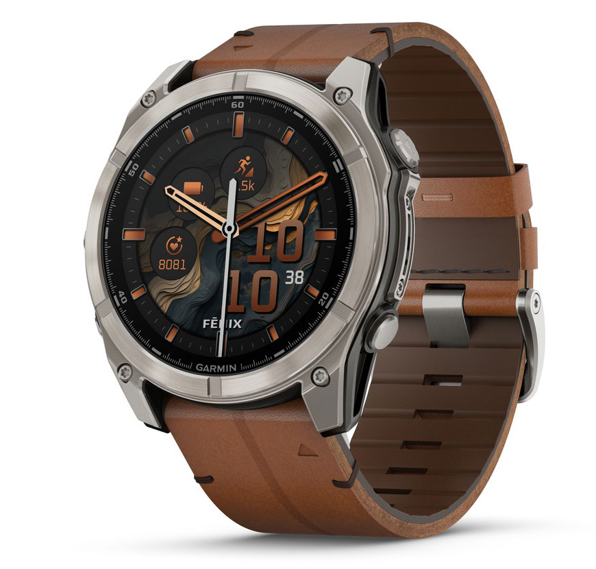 ガーミン fenix 8 Sapphire AMOLED 51粍 Ti / Chestnut Leather Band 【Suica相応う】スマートウォッチ  010-02905-81 [0100290581]【返品カテゴリー化A】