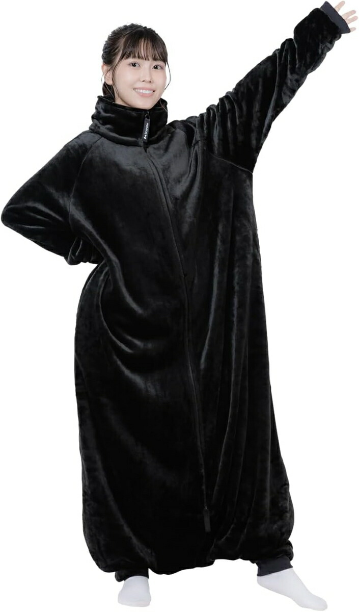 バウヒュッテ はだけない着るブランケット（黒いこと・M） HFD-HB25-M-BK Bauhutte WEARBLE BLANKET 着るブランケット 体制手合い [HFDHB25MBK]
