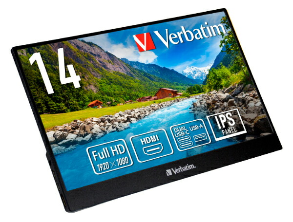 Verbatim｜バーベイタム 移動性液晶見せびらかす(14型/IPS/FullHD 1920×1080/60サイクル/6ms/HDMI/USB Type-C/2年引きうける)(黒いこと)  PM-14