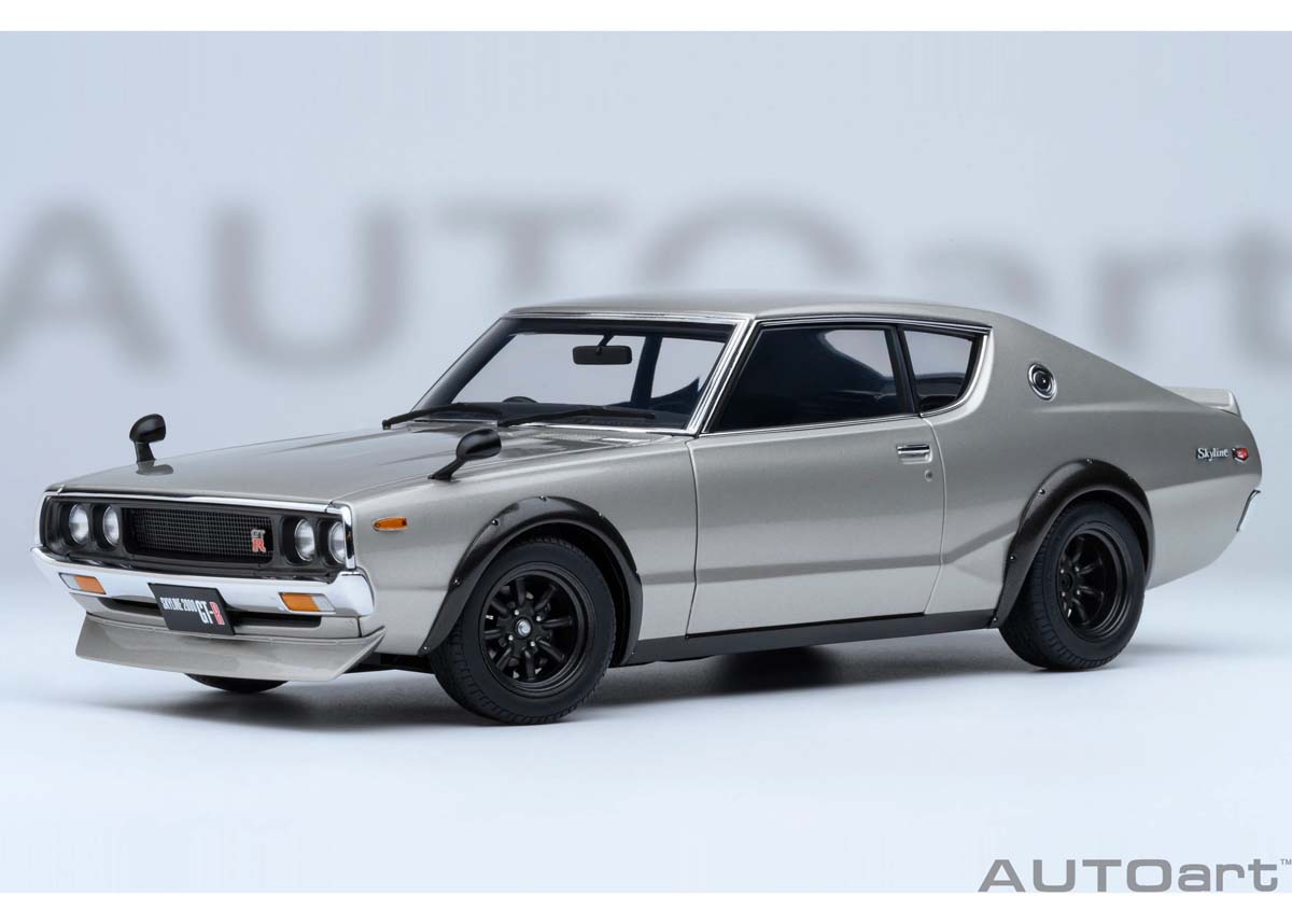 オート美術 1/18 日産 視水平線 2000GT-R （KPGC110） チューンド・バージョン （しろがね色）【77466】 ミニカー