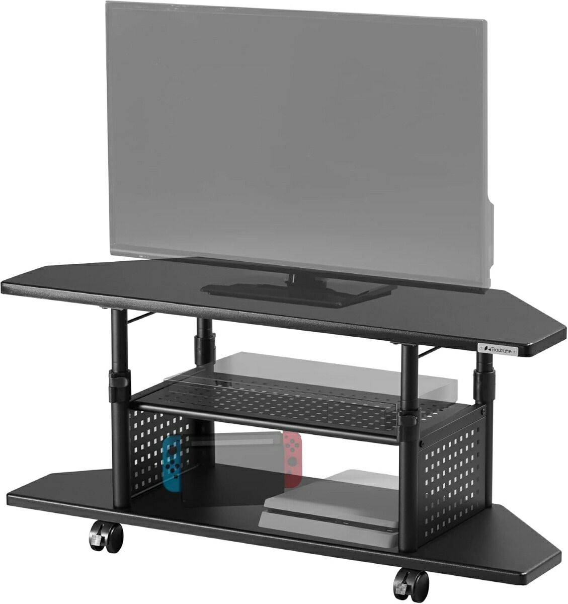 バウヒュッテ 40型対応 コーナーテレビ台 ブラック BHV-1000CH-BK Bauhutte　昇降式　テレビラック　幅100×奥行35×高さ38.5～54.5