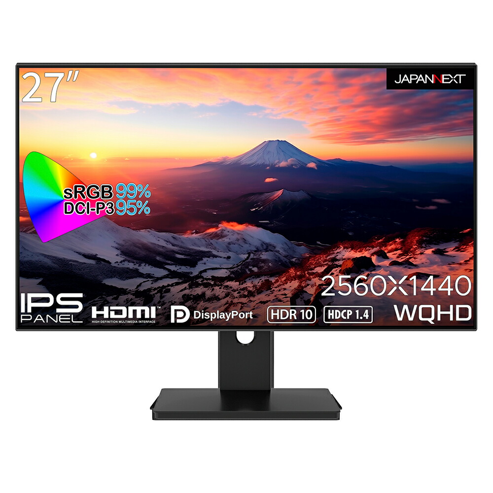 JAPANNEXT｜ジャパンネクスト 液晶見せびらかす(27型/IPS/WQHD 2560×1440/60サイクル/8ms/HDR10/HDMI1.4/DP1.2/VESA)(黒いこと)  JN-27I4FLQR