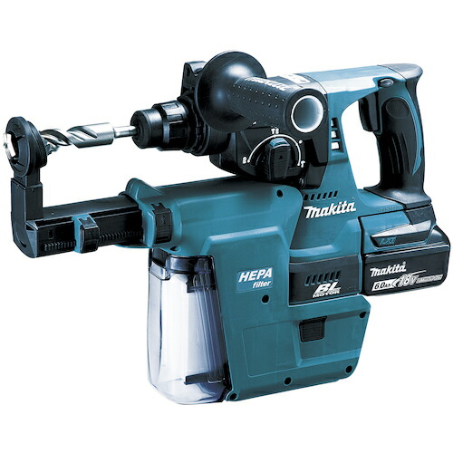 マキタ 18V 申し受ける式ハンマドリル 24粍 SDSつけ加える (バッテリBL1860B(6.0Ah)×2本・申し受ける器DC18RF・集じん取り合わせDX01付き添い人) HR244DRGXV makita
