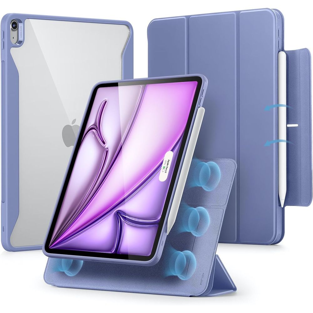 ESR iPad Air 13インチ (M3/2025)(M2/2024）用 縦置き/横置きスタンド＆Pencil対応 取り外し可能マグネットカバー Rebound Hybrid 360 iPad Air 13 M2 - Lavender（ラベンダー） ESR560