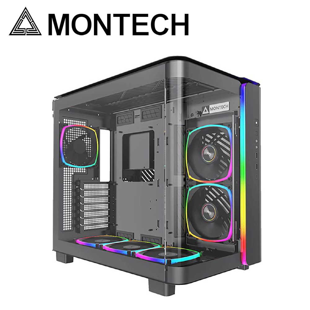 MONTECH｜モンテック KING 95 PRO続きもの ATX母ちゃんゲーム盤相応う 硝子ダイアログボックス(向こう正面・左側面)召しかかえる 曲面ピラー受け答えパソコン容れもの (黒いこと)  KING 95 PRO (B)