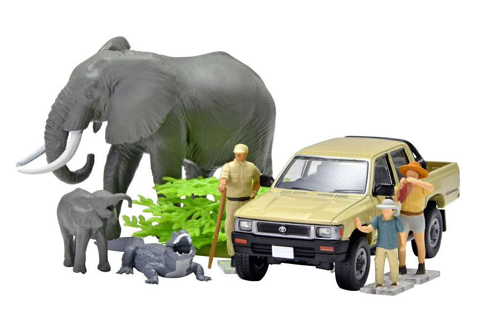 トミーテック 1/64 海洋堂×トミカリミテッド ヴィンテージ ジオコレ64 #カースナップ29a サファリ2 (トヨタ ハイラックス4WDピックアップ ダブルキャブ付属)【330561】 ミニカー