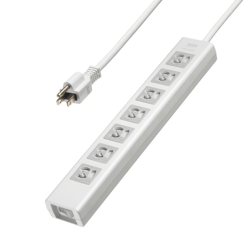 サンワサプライ 抜け止めシャッタータップ（3P・7個口・5m） TAP-F37SH-5Z [TAPF37SH5Z]