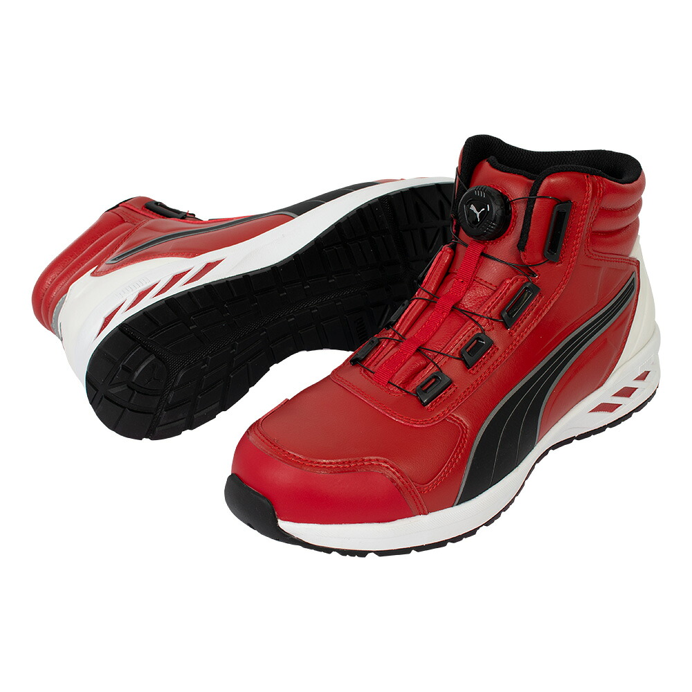 プーマ JAPAN ATHLETIC RIDER 2.0 DISC MID レッド×ブラック 25.5cm JSAA規格 A種 63.358.0-RED/BK-25.5 PUMA SAFETY