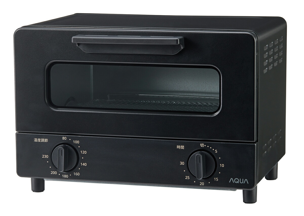 アクア オーブントースター　ブラック AQT-CS12T-K AQUA　遠赤外線ヒーター2枚焼きトースター [AQTCS12TK]