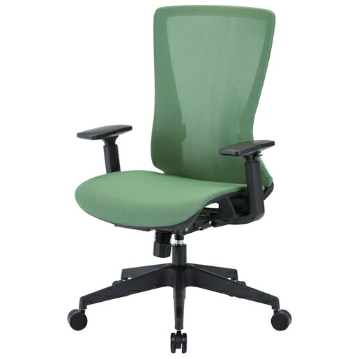 トラスコ中山 ハイバックメッシュチェア　肘付（グリーン） TMCC-GR(トラスコ)