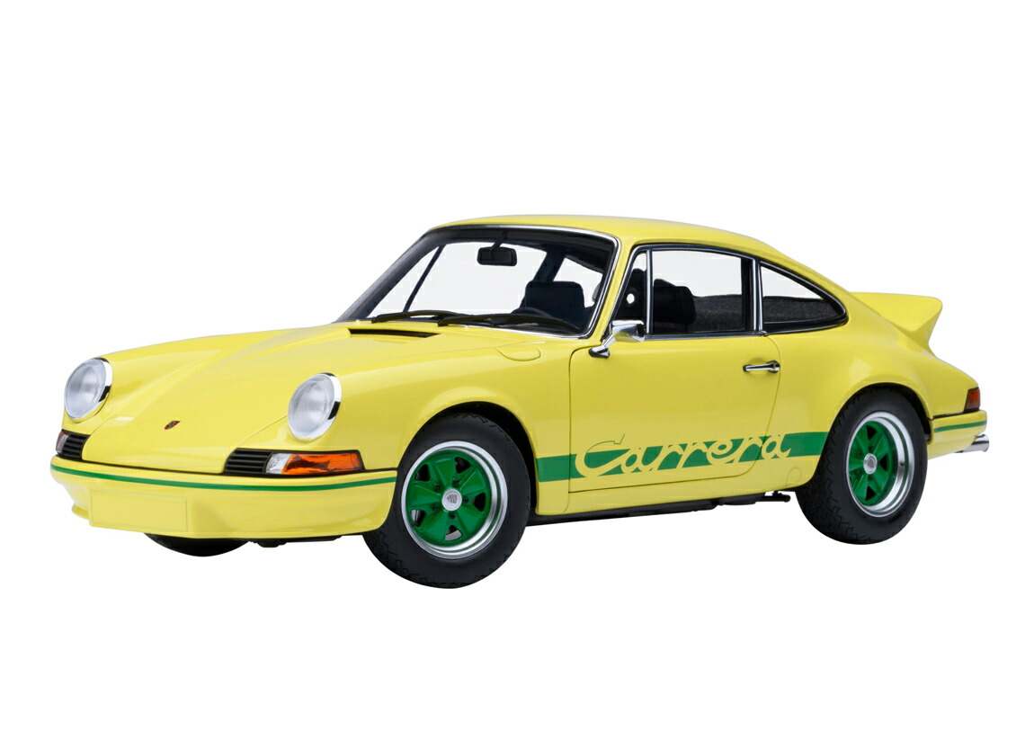 オート美術 1/18 ポルシェ 911 カレラ 2.7 RS （ともし火黄色/緑であること・縞模様）【78033】 ミニカー