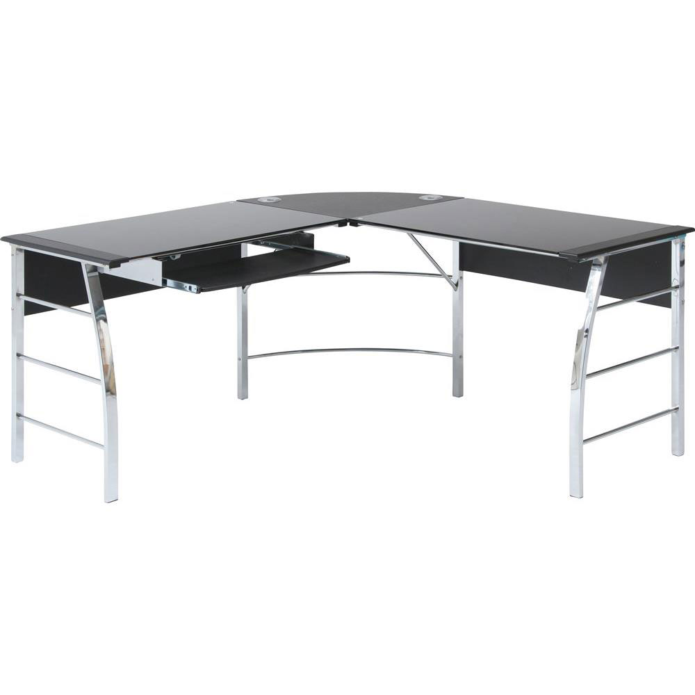 不二取り引き 硝子パソコン事務机 L型(黒いこと) 70390 CT-1040BK 70390 [70390フジボウエキ]