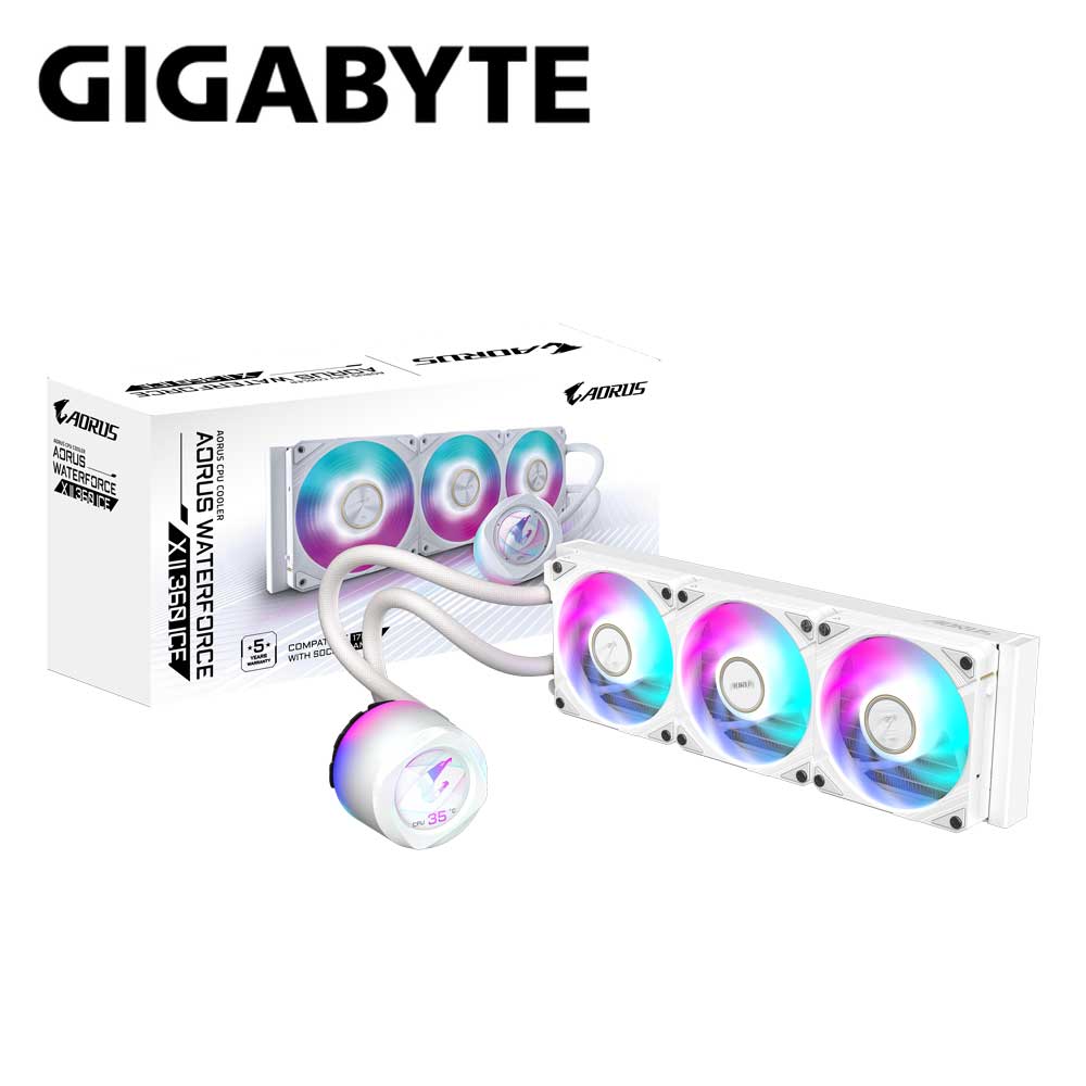 GIGABYTE｜ギガバイト 3連ファンラジエーター LCD付き 水冷CPUクーラー (ホワイト) AORUS WATERFORCE X II 360 ICE