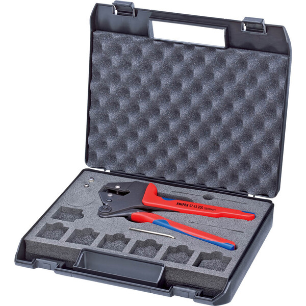 クニペックス クリンピングシステムプライヤー プラスチック製ケース入 97 43 200 KNIPEX プラスチックケース、六角キー、ネジ、ナット付属 KNIPEX ケース付き