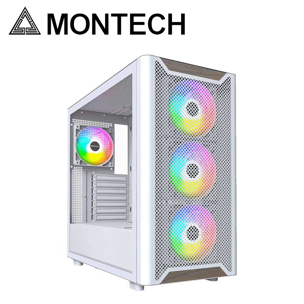 MONTECH｜モンテック ATXマザーボード対応 フロントウッドプレート・メッシュフィルター・ガラスパネル(左サイド)採用 タワー型PCケース（ホワイト） XR WOODシリーズ XRWOOD(W)