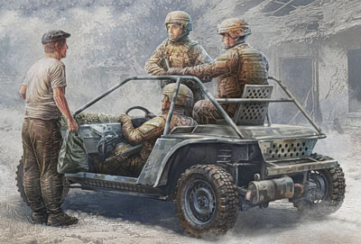 マスターボックス 1/35 ウクライナ軍マングース戦闘バギー+兵士3体民間人1体【MB35247】 未塗装組立フィギュア
