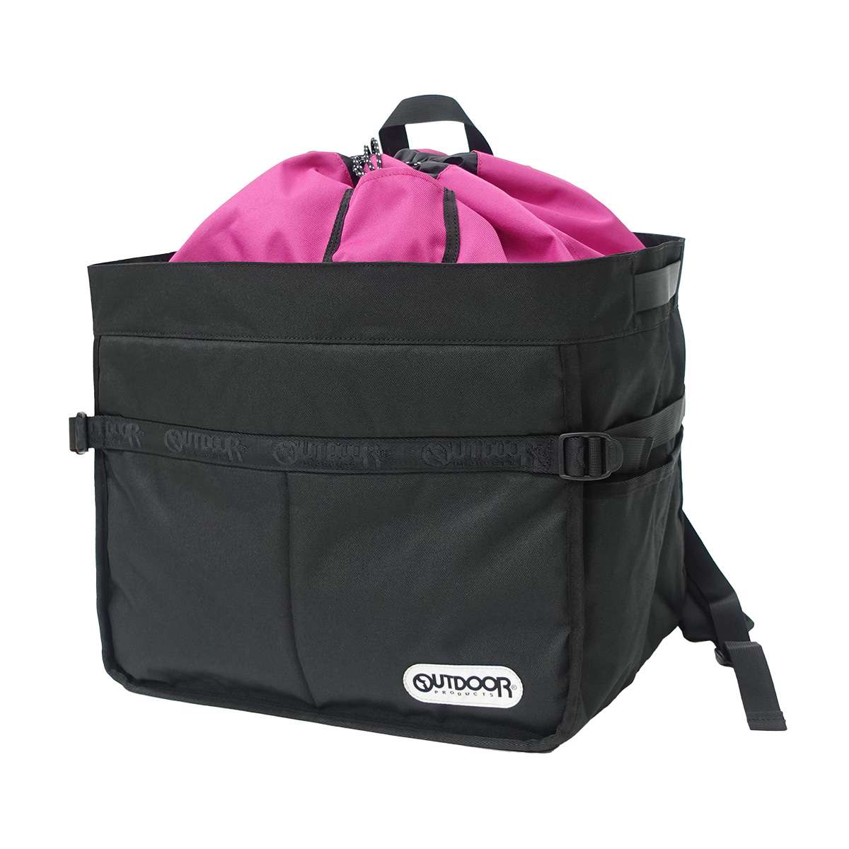 OUTDOOR PRODUCTS プレミアム ロゴテープ バスケット リュック2（ブラック2） 22469006-BLK2 アウトドアプロダクツ