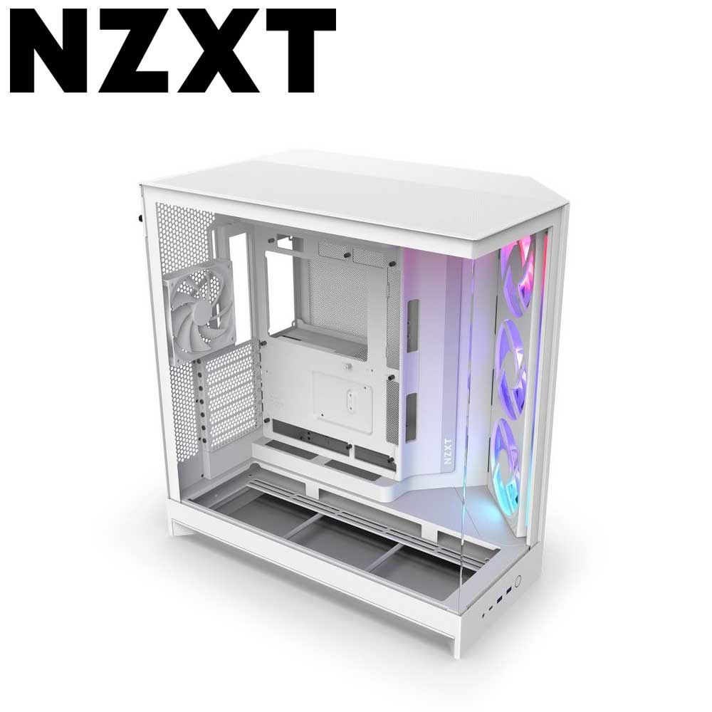 NZXT 大型デュアルチャンバー社会システム召しかかえるのATX入れもの H9 FLOW RGB（2025）【ATX /Micro ATX /Mini-ITX】（白いこと）  コマーシャル-H92FW-R1 パソコン・周辺機器-PCケース・筐体-PCパーツ