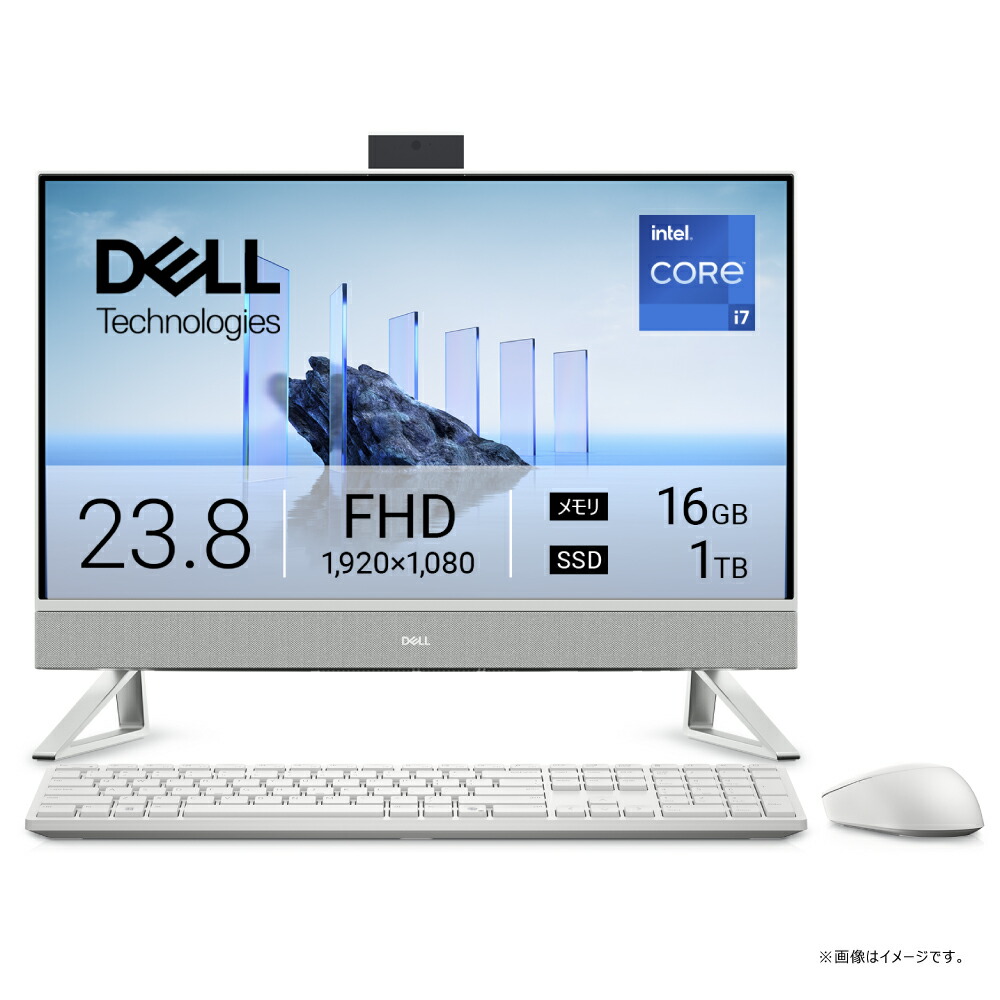 DELL｜デル 23.8型 オールインワンデスクトップパソコン Dell 24 AIO EC24250（Core i7/ 記憶装置 16GB/ 1結核症 SSD）- パール白いこと  AD67-FNWNJ