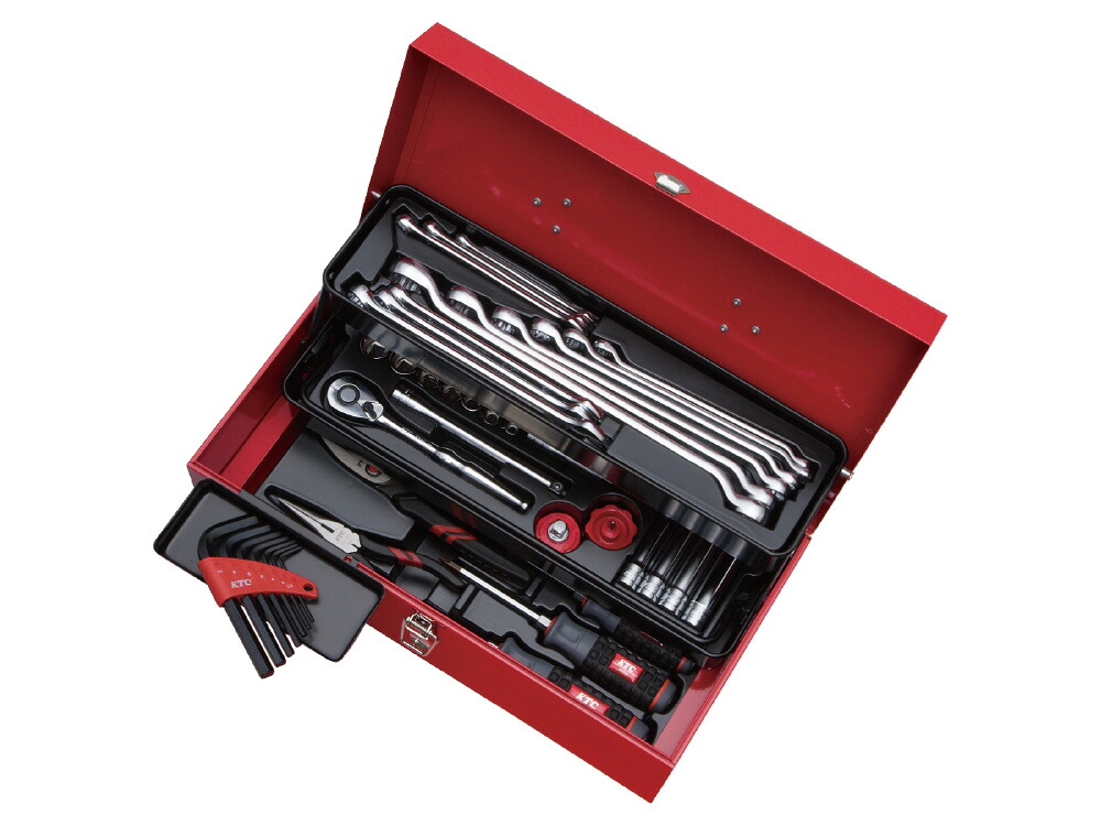 KTC(京都機械工具) 9.5sq 工具セット 片開きメタルケース 56点組 SK3435S
